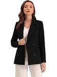 Allegra K Women's Notched Lapel Dou