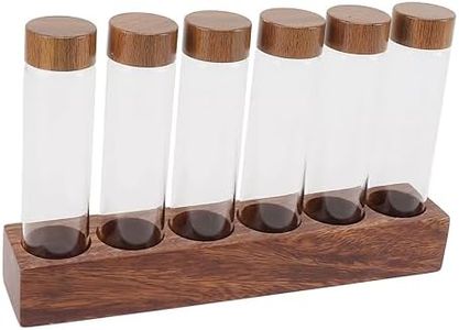 Coffee Bean Storage Tubes Single Dose, 6PCS or 12PCS Coffee Bean Cellar, Dosing Glass Vials with Lids, Wooden Display Stand and Funnel, Airtight Sealed Glass Canister Jars Tubes