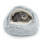 CATISM Cat Bed Cat Beds for Indoor Cats Large Cat Cave Dog Bed Washable Non-Slip Cat Igloo Pod Windproof Fluffy Cat Nesting Bed for Cat and Pets(Grey, XL)