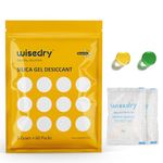 wisedry Silica Gel Sachets Pouches Desiccant 5 Gram [60 PACKS] with Orange Beads Humidity Indicator Moisture Absorber for Air Dryer Moisture Removal, Food Grade