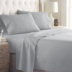 Danjor Linens Twin Bed Sheet Set 4 Piece with 2 Pillowcases, Hotel Quality Soft Microfiber Bedding Sheets with Deep Pockets, Breathable Cooling Wrinkle Free, Light Gray