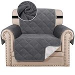 BellaHills Thick Velvet Sofa Covers Plush Couch Cover for Armchair Slipcover Protector from Pets Dogs with Non Slip Backing and Wider Elastic Strap (1 Seater/Chair, Grey)