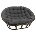 Blazing Needles Solid Twill Double Papasan Chair Cushion, 48" x 6" x 65", Steel Grey