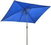 Outsunny 6.5x10ft Patio Umbrella, Rectangle Market Umbrella with Aluminum Frame and Crank Handle, Garden Parasol Outdoor Sunshade Canopy, Dark Blue