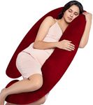 MY ARMOR Full Body Pregnancy Pillow J Shape for Women, Maternity Pillow Gift for Pregnancy Sleeping, 3 Months Warranty, Premium Velvet Cover with Zip, Maroon