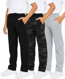 3 Pack Boys Girls Athletic Pants Sweatpants Active Kids Teen Open Bottom Fleece Youth Training Pajama Warm Performance Workout Activewear Winter Warm Sports Running Quick Dry Dri Fit- Set 4,S(6-7)