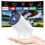 【Built-in Apps & Electric Focus】 Tecaki Mini Projector 1080P 4K Support with WiFi and Bluetooth 5.2, Portable Projector with Auto Keystone, 180° Rotatable, Outdoor Movie Projector for Phone