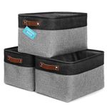 OrganiHaus Large Fabric Storage Baskets for Shelves 3 Pack, 15x11in Closet Storage Bins for Shelves, Cloth Baskets for Organizing, Linen Closet Organizers, Fabric Basket, Gray/Black