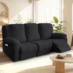 Bocguy Stretch Recliner Chair Cover, 8-Pieces Recliner Armchair Covers for Living Room Reclining Chair Slipcover with Side Pocket, High Spandex Slipcover/Lounge Cover, Slip Resistant