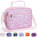 Homtibrm Insulated Lunch Bag, Kids Lunch Cool Bag with Adjustable Strap, Waterproof Lunch Box Bag for Adults Kids Boys Girls Work School Picnic (Pink Pony)