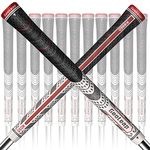 Geoleap ACE-R Golf Grips Set of 13- Back Rib Improved Control，Multi Compound Rubber And Cord Hybrid Golf Club Grips, Standard/Mdisize, 7 Colors Optional. (White, Standard)