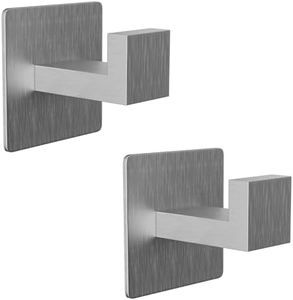 YUET Ganci Asciugamani Vestiti 2 Pack Gancio Porta Armadio Autoadesivo (Nessuna Perforazione) 304 Acciaio Inossidabile Accappatoio Appendiabiti Bagno Montato Parete Cucina (Argento Spazzolato)