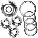 Burner Drip Bowl 1 Large 8'' WB32X10013 & 3 Small 6'' WB32X10012 Chrome Drip Pan Set 4-Pack Fits for GE Hotpoint Electric Range by APPLIANCEMATES Replacement Parts (3) 6" Pan/Ring & (1) 8" Pan/Ring