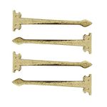 Adonai Hardware 13.90" "Agee Heavy Duty Brass Strap False or Faux or Dummy Hinge Front (4 Pack, Polish Lacquered) for Vintage Barn Doors, Gates, Furniture, Garage, Shutters and Fences