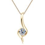 PROSTORY 1CT Moissanite Necklace 925 Sterling Silver Infinity Chain Pendant D Color VVS1 Necklace Jewelry for Mother's Day Wife Girlfriend Valentines Day Anniversary Birthday Gift（Gold）