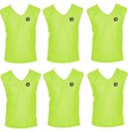 SAS Sports Training Bibs Scrimmage Vests Pennies for Soccer Set of 6 (Fluro Green, M)