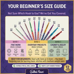 Quilted Bear Floral Crochet Hook Set – Ergonomic Handles, 9-Piece