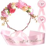 Purple and Blue Baby Shower Celebration Set - Floral Tiara, Sash & Pin for Mom and Dad - Gender Reveal and Maternity Gifts