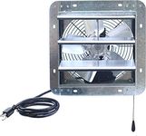 iLiving ILG8SF10V-T, 10 inch Shutter Exhaust Attic Garage Grow, Ventilation Fan with 3 Speed Thermostat 6 Foot Long 3 Plugs Cord, 10" - Variable, 600 CFM, 900 SQF Coverage Area, Silver