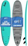 Rock It 8' Big Softy Surfboard, Soft Top Foam Longboard Surf Board, Surf Boards Adults (Teal)