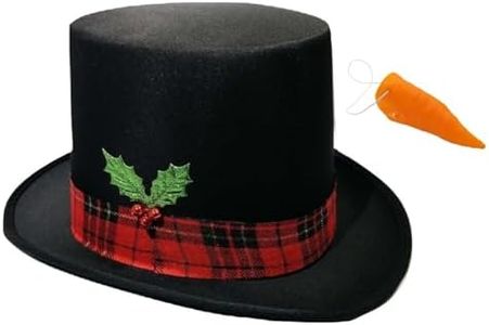Nicky Bigs Novelties Christmas Holiday Snowman Set- Adult Caroler Hat and Fake Carrot Nose - Cosplay Frosty Holiday Accessory Kit, One Size