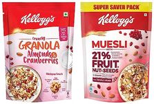 Kellogg's Muesli with 21% Fruit, Nut & Seeds, 750g Pack & Granola Almonds & Cranberries 140g