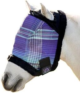 Kensington Fly Mask with Fleece Trim for Horses — Protects Face and Eyes from Flies and Sun Rays While Allowing Full Visibility — Breathable and Non Heat Transferring, Pony, Lavender Mint