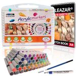 ELEAZAR 60 color acrylic paint markers Acrylic paint markers for fabric, canvas, rock, glass, wood, paper, paint markers for beginners and artists.