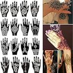 Xmasir Pack of 16 Sheets Henna Tattoo Stencil/Templates Temporary Tattoo Kit,Indian Arabian Self Adhesive Tattoo Sticker for Hand Body Art (2)