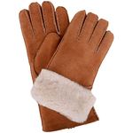 SNUGRUGS Women's Vicky, Sheepskin With Fold Back Cuff Gloves, Beige (Chestnut), Small 6.5 UK