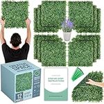 CREATIVE SPACE Grass Wall - Set of 12, 20" x 20" Artificial Boxwood Hedge Panels - 33 Square Ft Faux Plant Backdrop for Outdoor Parties & Photoshoots