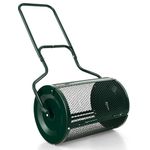 Goplus 24 inch Compost Spreader for Lawn, Lightweight Metal Mesh Lawn Roller Double Side Latches for Topdressing & Seedling, Fertilizer Topsoil Peat Moss Spreader Roller, Garden Yard Care (Green)