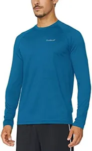 baleaf Men's Long Sleeve Running Shirts Quick Dry Workout Shirts Athletic T-Shirts Lightweight Soft Fishing Tee Tops Blue Size XXXL