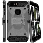 iPhone 7 Plus iPhone 8 Plus 5.5" [ 2016/2017 ] A1661 A1784 A1785 A1864 A1897 A1898 Military Printed Rugged Heavy Duty Case with Kickstand - Dark Gray (Without Holster)