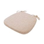 Dining Chair Cushions Set Of 6, Gripper Chair Pads for Kitchen Chairs U Shaped, Non Slip Chair Pads for Dining Chairs 6 Pack with Long Ties, Adopt Cotton and Linen Cover Farmhouse Style Beige