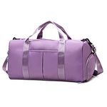 Travel Duffed Tote Bag, Waterproof Fold-able and Expandable Weekender Bag for Swim Sports Gym Bag, Purple