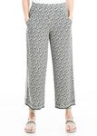 Max Studio Women's Crepe Cropped Wide Leg Pant, Black/Blue Buds, Small