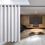 Hiasan Sliding Door Curtains - Privacy Room Divider Vertical Blind Curtain, Extra Wide Blackout Curtains for Living Room, Bedroom Partition, Kid Room, Patio Door, Greyish White, 8.3 ft W x 7 ft L