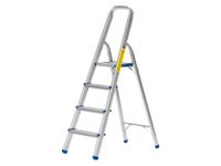 Aluminium Step Ladder, Lightweight Portable, Heavy Duty 3 or 4 or 5 Tread Folding Ladder (4 Tread)