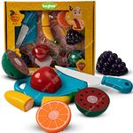 BAYBEE Fruit Toys Set For Kids|5Pcs Realistic Sliceable Fruits Cutting Play Toy|Fruits For Kids Toys With Knife & Cutting Board|Cooking Kitchen Set Fruits & Vegetable Toys For Kids 2+Years