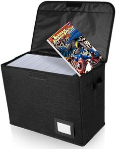 Comic Book Storage Box, Collapsible Comic Book Box, Washable Integrated Comic Book Bin, Foldable Comic Short Box Holds 150-180 Comics, Comic Book Bin Container for Home Office (Black)