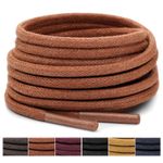 Stepace Round Waxed Shoe Laces [2 Pairs] 1/8" Shoelaces for Boots and Oxford, Dress Shoes Brown 76