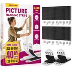 Emitever Picture Hanging Strips Heavy Duty M-20 Pairs (40 Strips), Holds up to 5.4 KG, No Damage Picture Adhesive Strips, Hook and Loop Mounting Tape Black