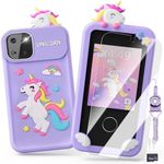 Kids Smart Phone Toys for Girls,Unicorn Gift Toys for Girls Ages 3-9 Christmas Birthday Gifts Mini Smart Phone Toys with 2.8" Touchscreen 16 Learning Games Dual Camera Music Player, 8G SD Card Purple