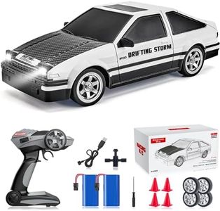 LFOLUSU RC Drift Car 1:16 Scale 4WD RC Car with LED Lights 2.4GHz 30km/h Hard Shell RTR High Speed Drift Racing Sport Toy Car for Adults Boys Girls Kids Gift 2Pcs Rechargeable Batteries