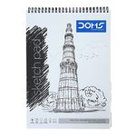 Doms Wiro Binding Notebook | Sketch Pad | Plain | 110GSM | 100 Pages | 21.0 x 29.7 cm | Pack of 1