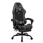 Play haha.Gaming chair Office chair Swivel chair Computer chair Work chair Desk chair Ergonomic Chair Racing chair Leather chair Video game chairs (Grey,With footrest)