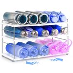 Huquter Expandable Water Bottle Storage, Adjustable Multifunctional Water Bottle Organiser for Cupboard/Countertop/Pantry, 3 Tier Water Bottle Storage Rack for Kitchen Cupboard Tabletop, Office