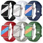 Upeak 6 Pack Sport Strap Compatible with Apple Watch Strap 44mm 42mm 45mm 49mm for Men and Women, Soft Silicone Replacement Straps for iWatch Ultra SE Series 9 8 7 6 5 4 3 2 1, Striking Colour A, L