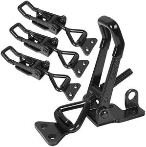 Heavy Duty Toggle Latch Clamp, 4Pcs 660lbs Capacity Adjustable Toggle Clamp, Black Smoker Door Latch, Metal Pull Latch for Machinery, Automobiles, Luggage Lock, Clamping Processing or Assembling